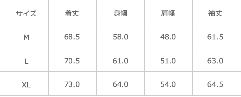サイズ表