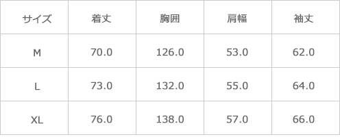 サイズ表