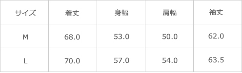 サイズ表
