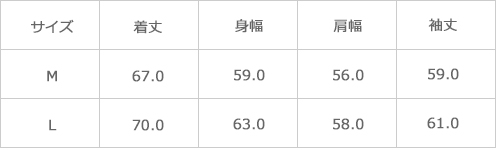 サイズ表