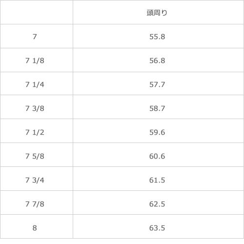 サイズ表