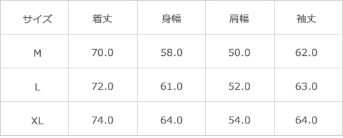 サイズ表