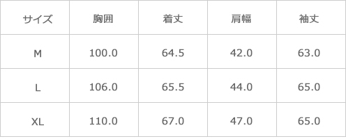 サイズ表
