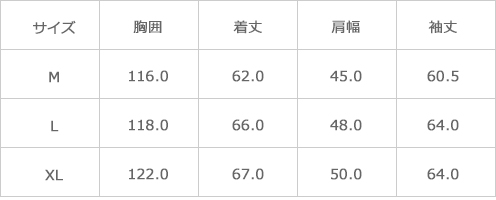 サイズ表