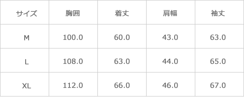 サイズ表