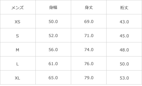 サイズ表