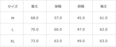 サイズ表