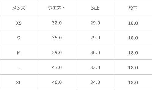 サイズ表