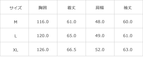 サイズ表