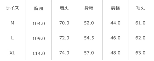 サイズ表