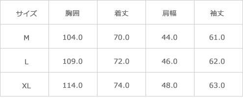 サイズ表