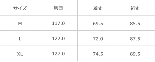 サイズ表
