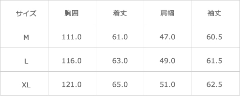 サイズ表