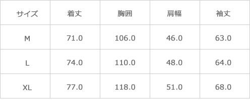 サイズ表
