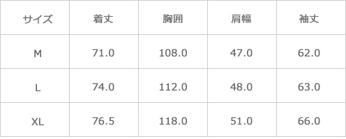 サイズ表