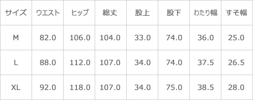 サイズ表