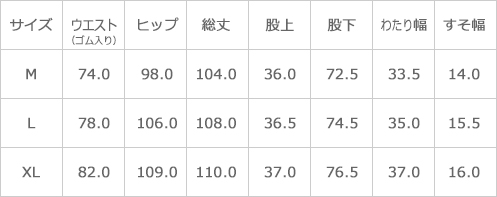 サイズ表