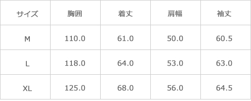 サイズ表