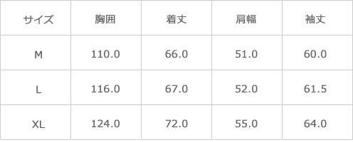 サイズ表