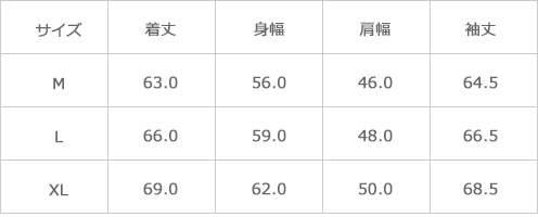 サイズ表
