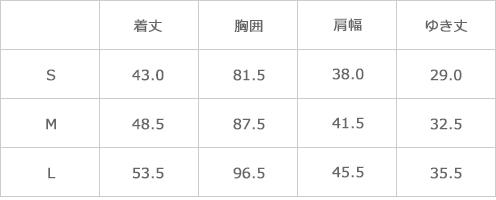 サイズ表