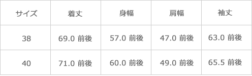 サイズ表