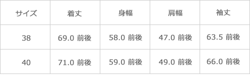 サイズ表