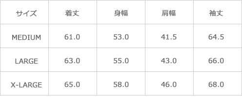 サイズ表