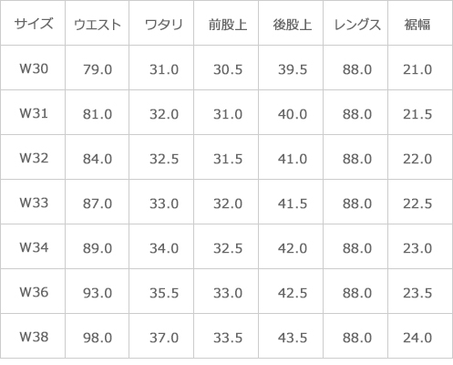 サイズ表