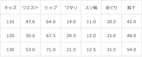 サイズ表