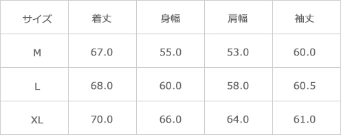 サイズ表