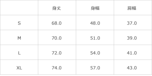 サイズ表