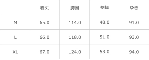 サイズ表