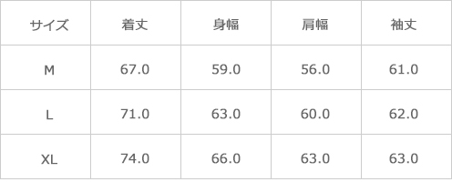 サイズ表