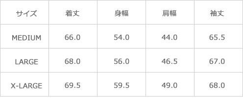 サイズ表