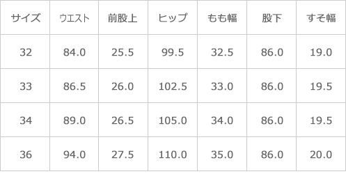 サイズ表