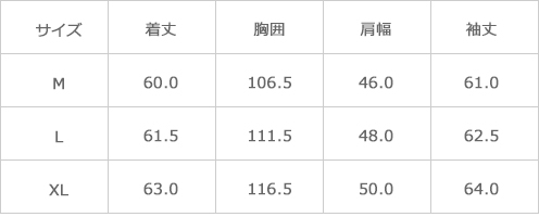 サイズ表