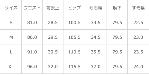 サイズ表