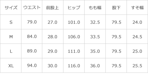 サイズ表