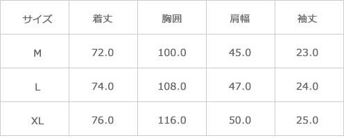 サイズ表