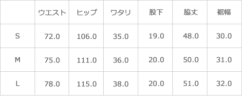 サイズ表