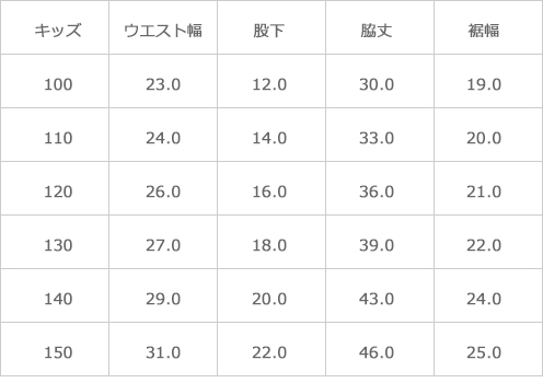 サイズ表