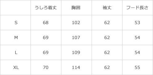 サイズ表