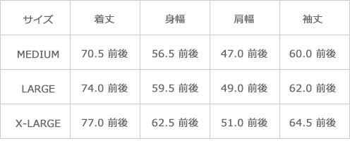 サイズ表