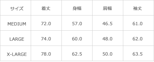 サイズ表