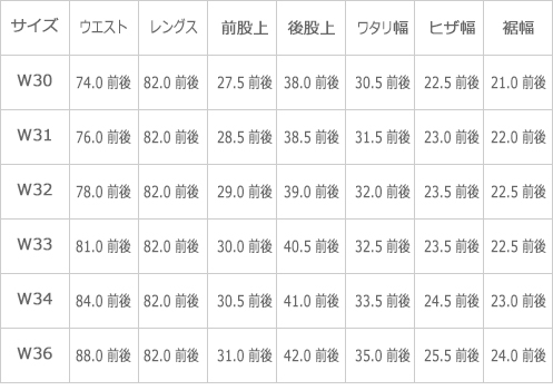 サイズ表