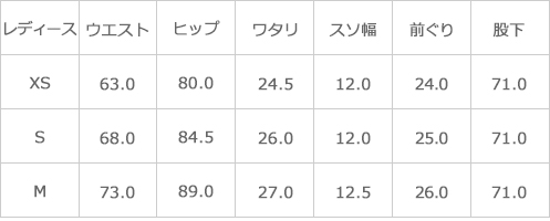 サイズ表