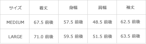 サイズ表