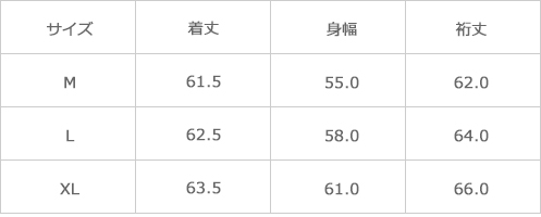 サイズ表