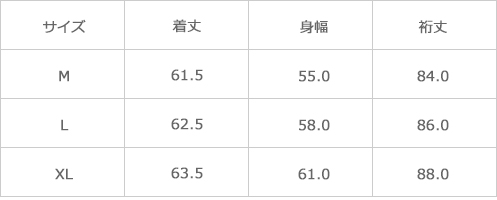サイズ表
